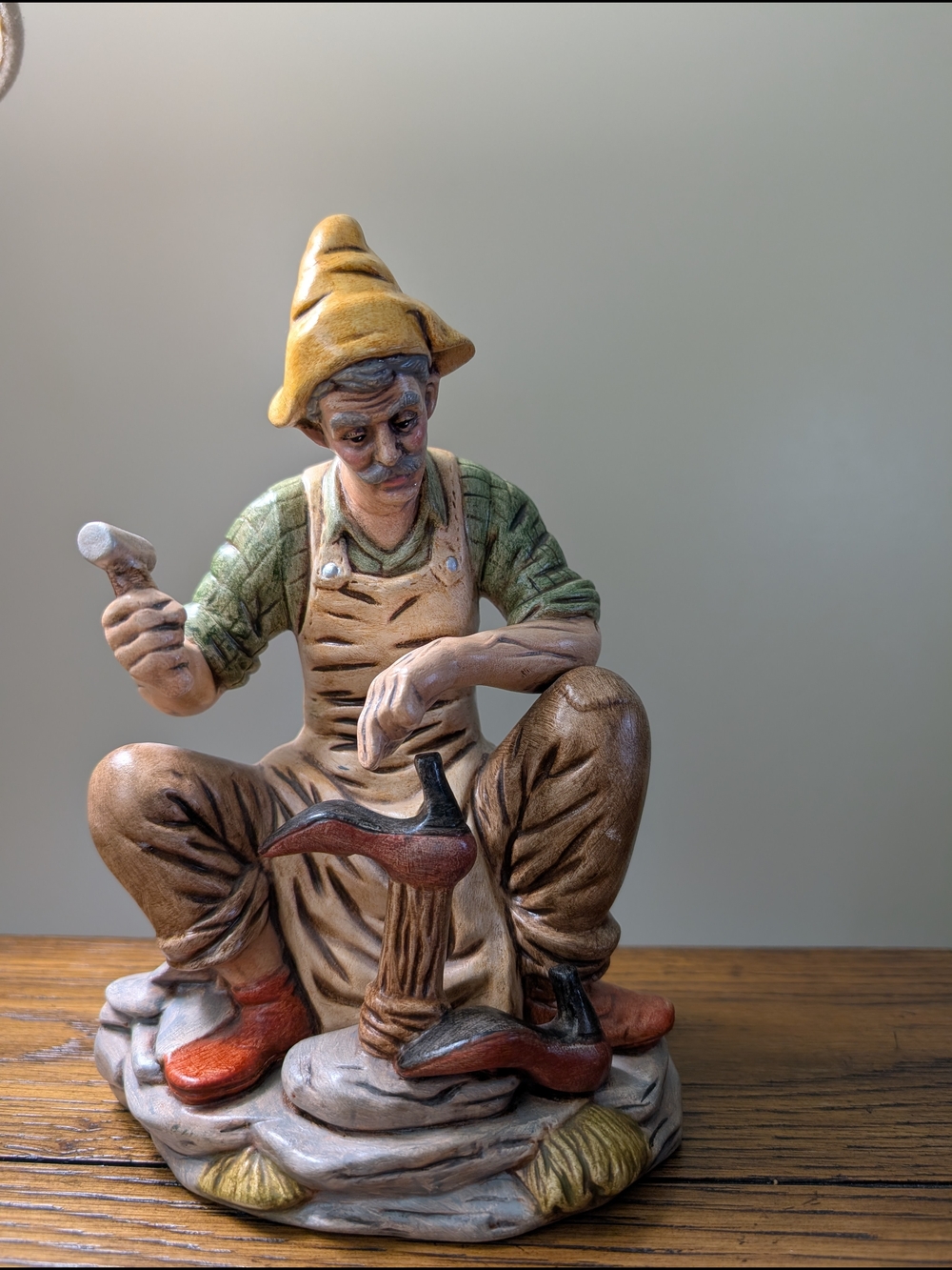 Vintage Hand-Painted Ceramic Cobbler Figurine - Old World Shoemaker Statue
